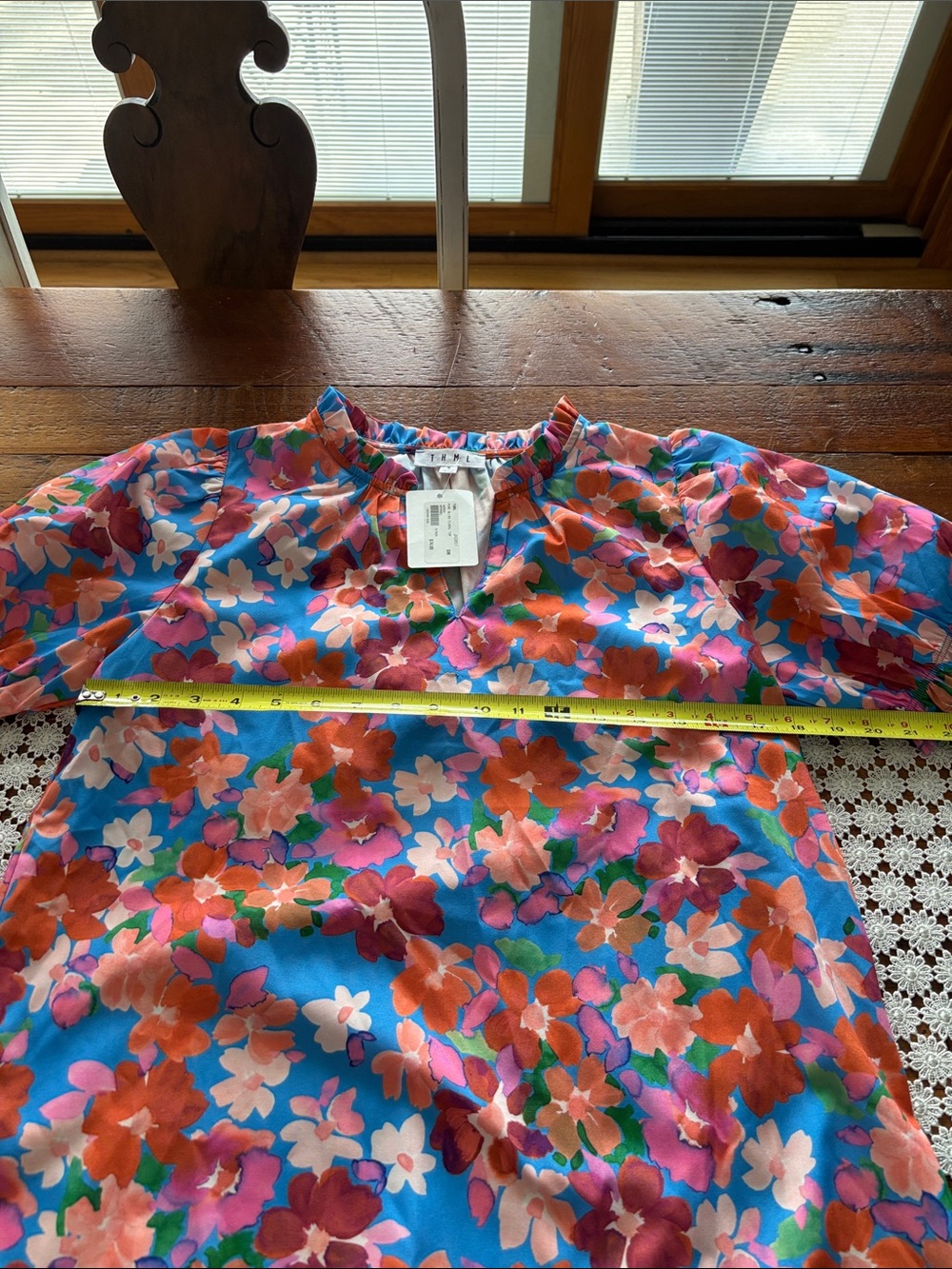 THML Bright Blue Floral Puff-Sleeve Blouse - Picture 4 of 5